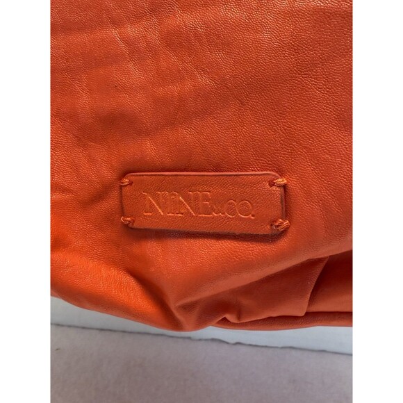 VTG Nine & Co Faux Leather Orange Tangerine Hobo Bag Shoulder Bag Handbag Lined - Picture 14 of 16